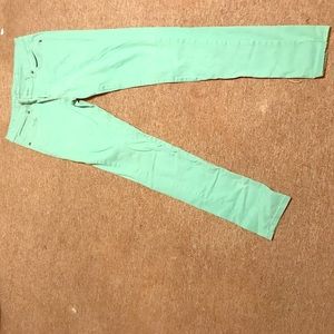 Mint green skinny jeans