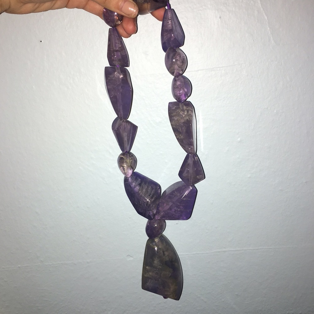 Purple quartz statement necklace