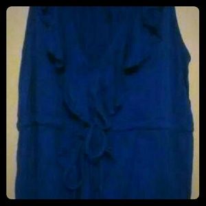Bright Navy blue Ruffle accented tank top