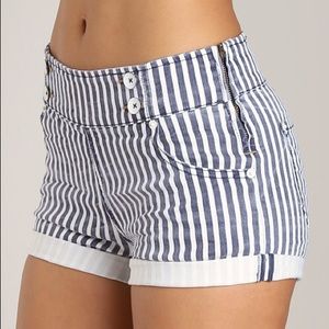 Free People striped denim shorts