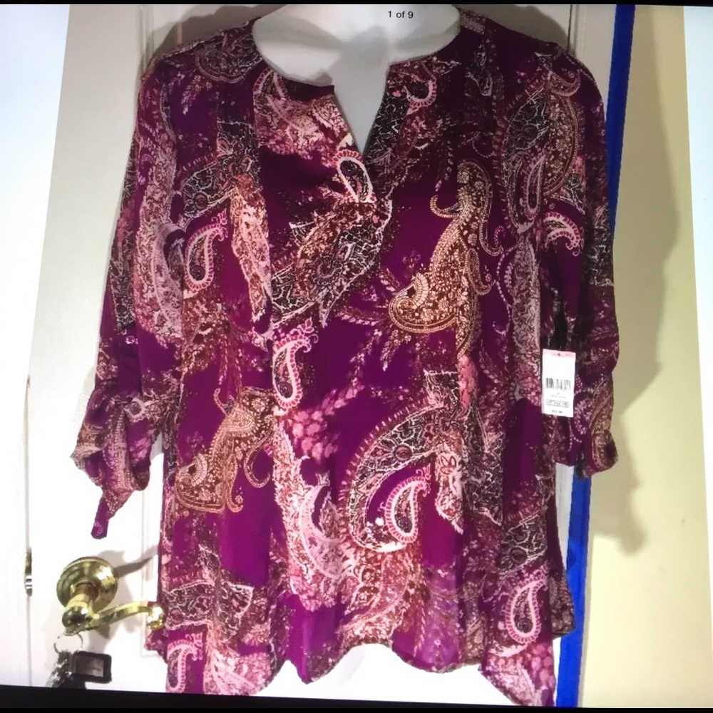 Simply Emma women's plus shark bite top purple ori