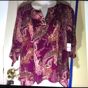 Simply Emma women's plus shark bite top purple ori