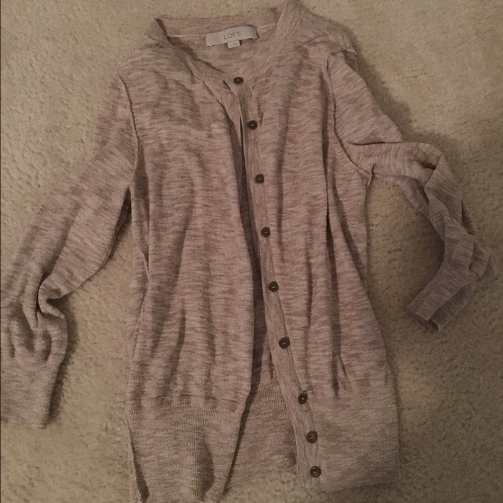 Loft Cardigan Cream and tan colored