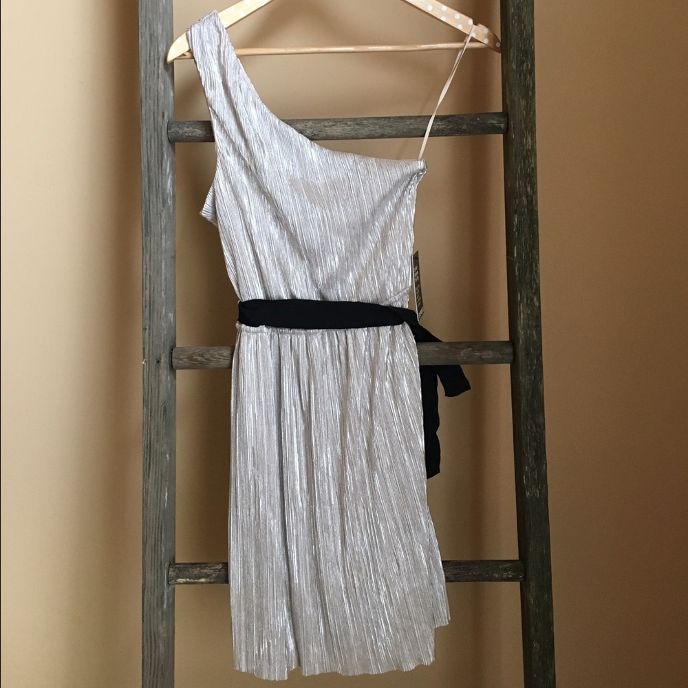 *NWT gold shimmer one-shoulder dress