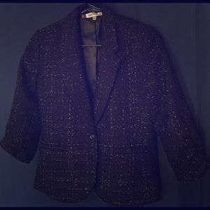 Jennifer Lopez Textured Tweed Black+Silver Blazer