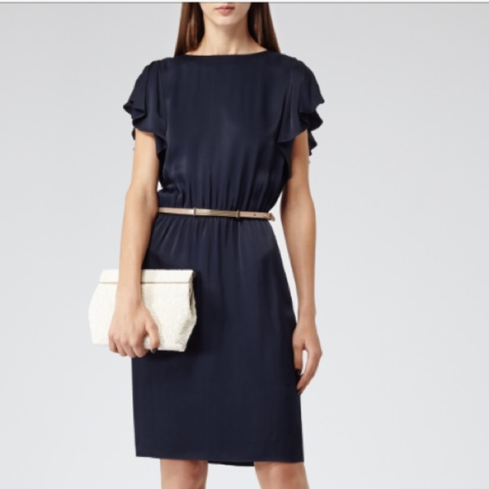 Reiss navy/midnight blue Waterfall dress US size 4