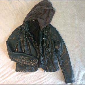 Free People dark green Vegan leather jacket