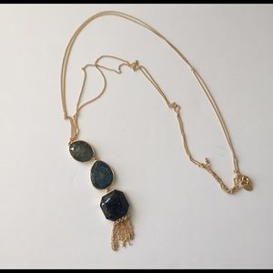 Loft Blue Stone Tassel Necklace