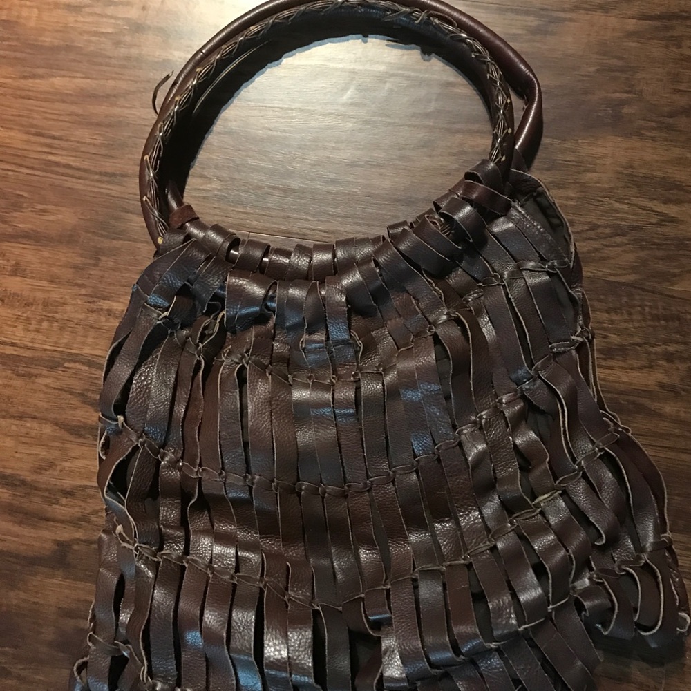 Anthropologie brown handle bag