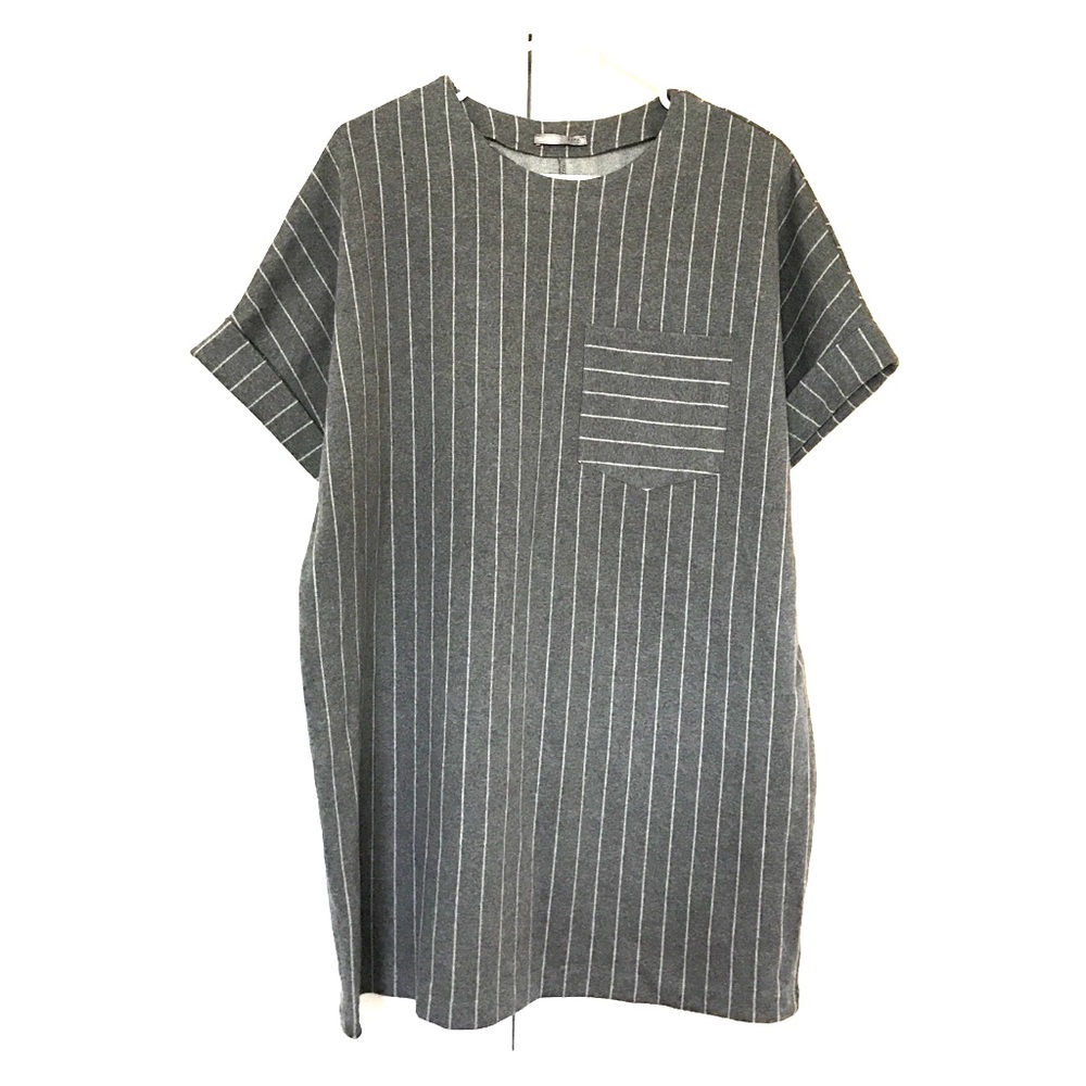 Zara pin-striped wool t shirt dress