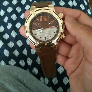 Men Rose Gold Geneva watch