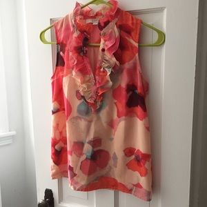 LOFT Sleeveless Floral Blouse