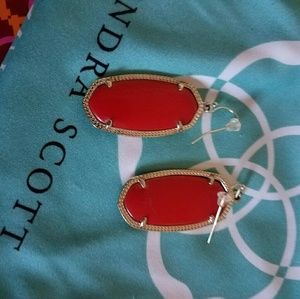 Kendra Scott Elle Earrings - Red with Gold Metal