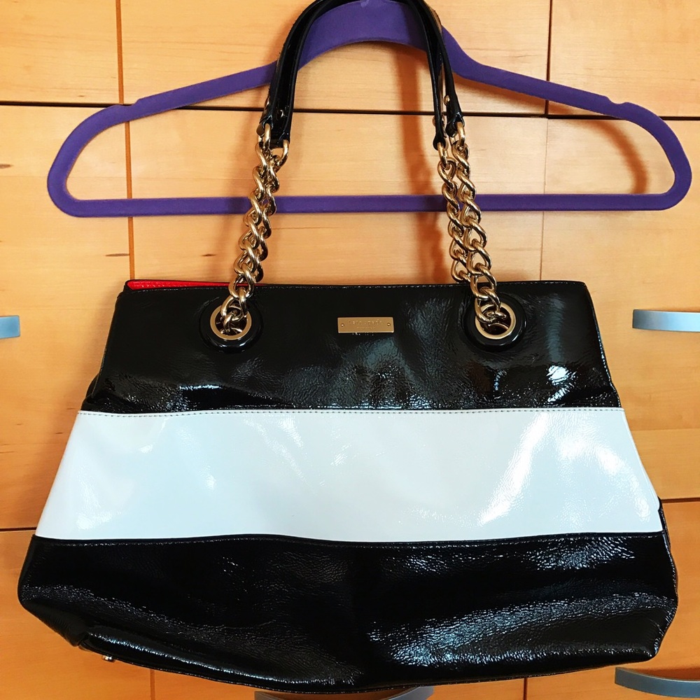 Kate Spade Black and White Striped Bag (NWOT)