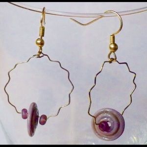 Handmade earrings with handmade glass beads