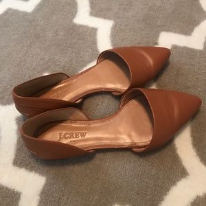 J. Crew pointy toe flats camel cognac