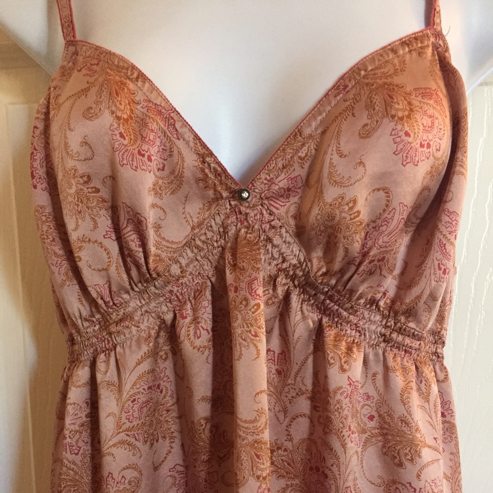 Victoria's Secret 100% silk nighty peach paisley