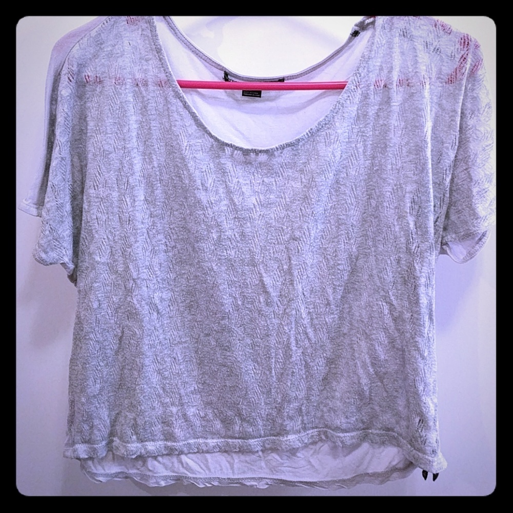 Gray Forever 21 High Low Blouse