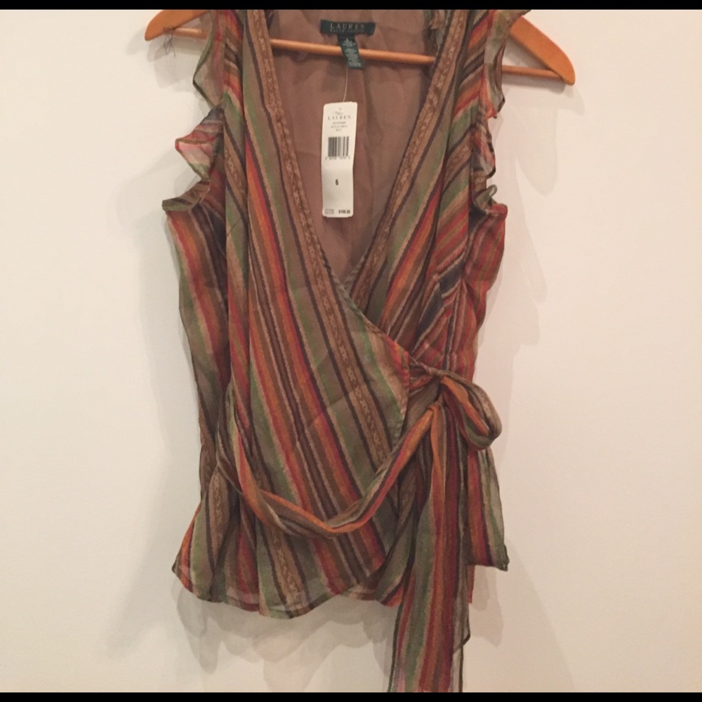 Lauren by Ralph Lauren wrap sleeveless top NWT