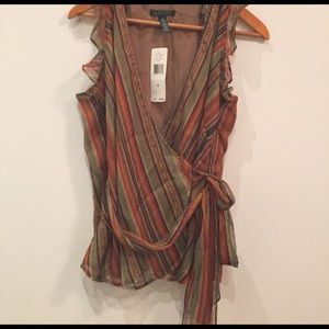 Lauren by Ralph Lauren wrap sleeveless top NWT
