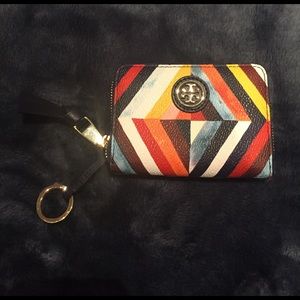 Tory Burch printed key-ring wallet