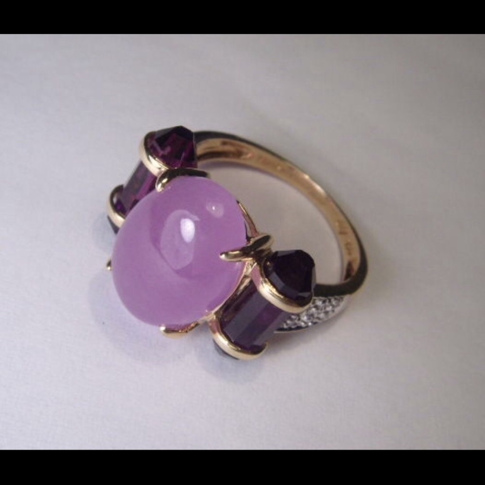 Stunning Lavender Jade, Amethyst, and Diamond Ring