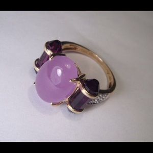 Stunning Lavender Jade, Amethyst, and Diamond Ring
