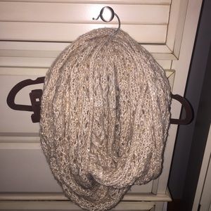 beige infinity scarf with sequin detail, like new