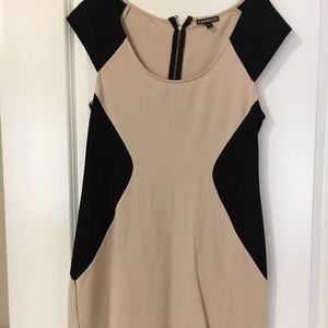 Express Nude and Black Faux Cutout Dress