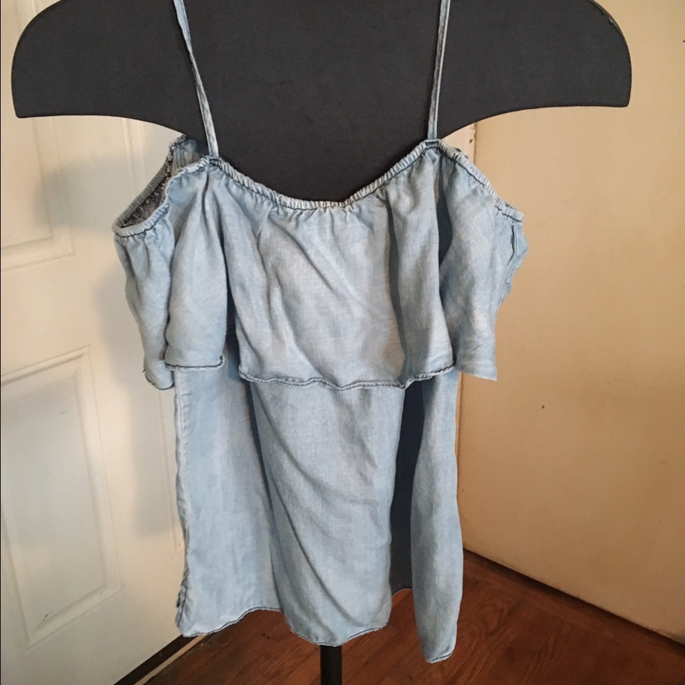 Soft Denim off the shoulder shirt. Size Medium.