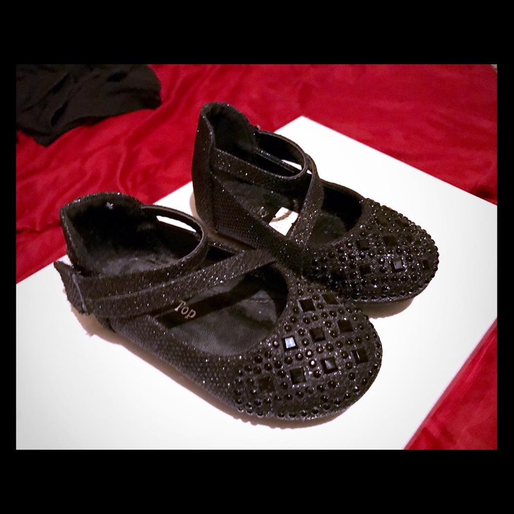❌SOLD❌Black studded glitter baby flats