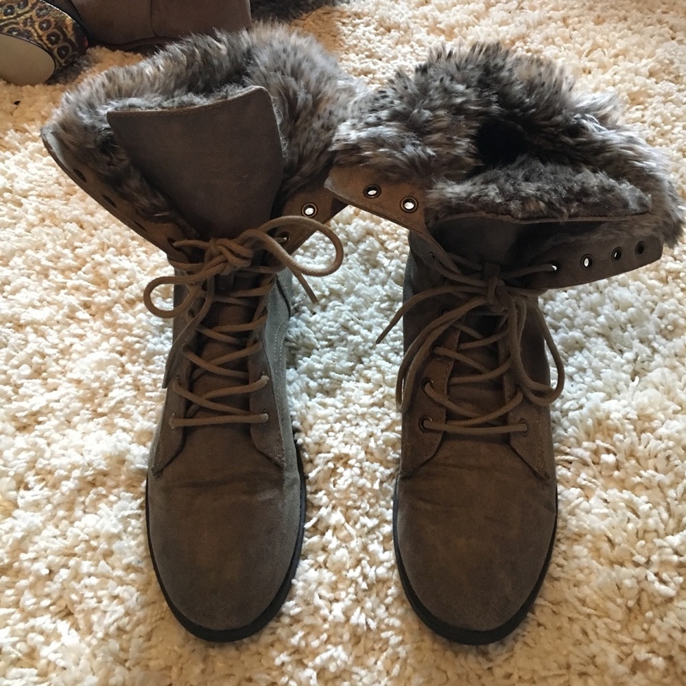 Express Faux Fur Combat Boots