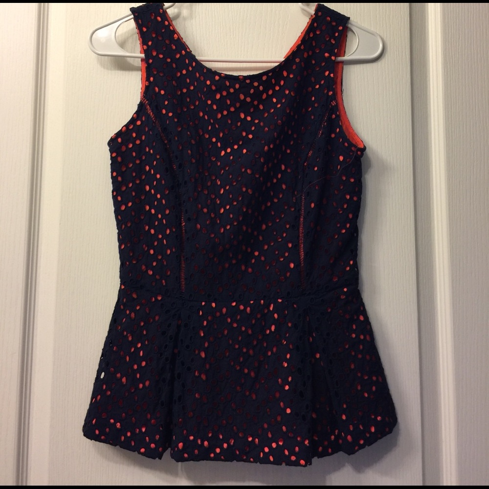 Gianni Bini navy and coral peplum