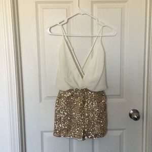 A'GACI Gold Sequin Romper