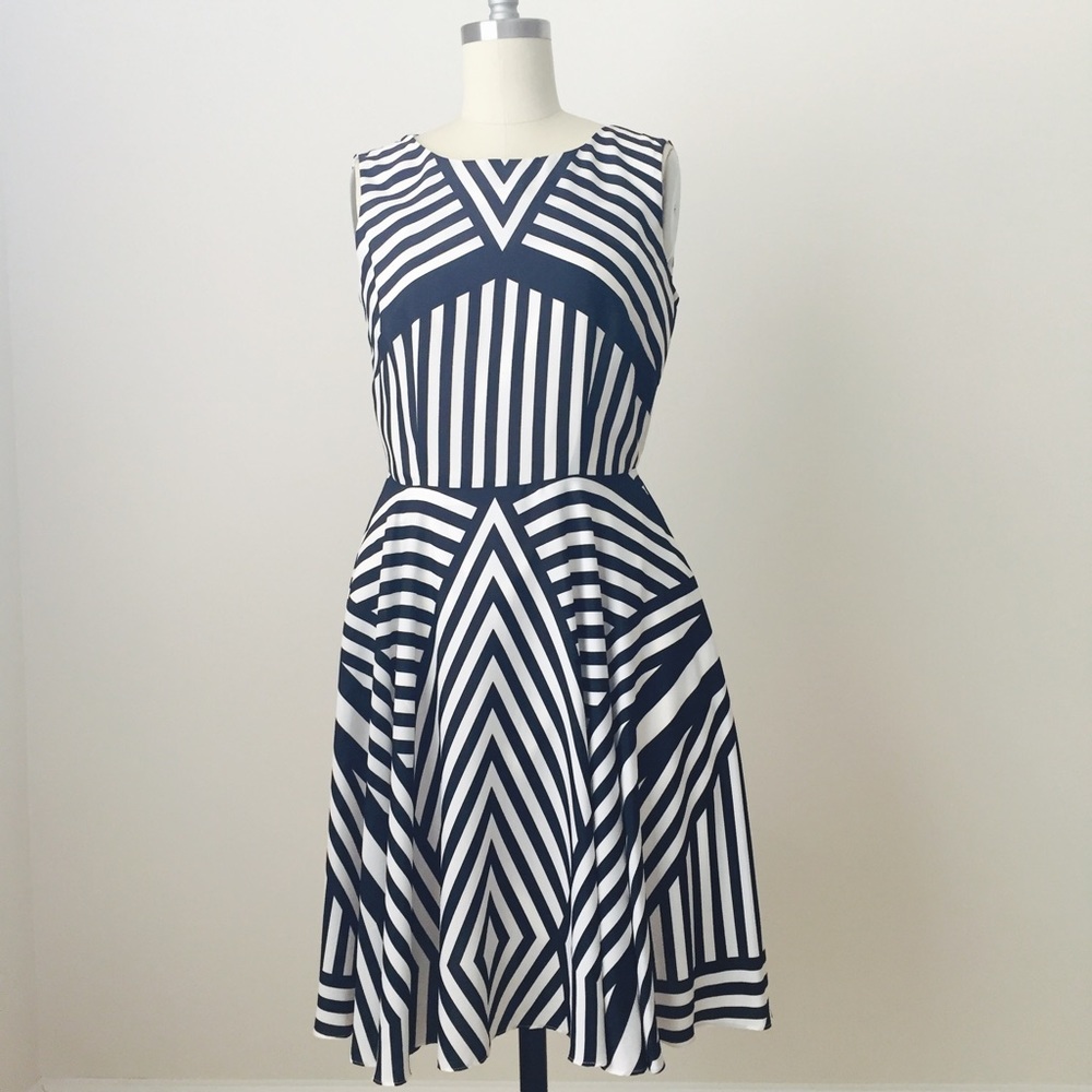 Black and White Striped Flowy Cremieux Dress