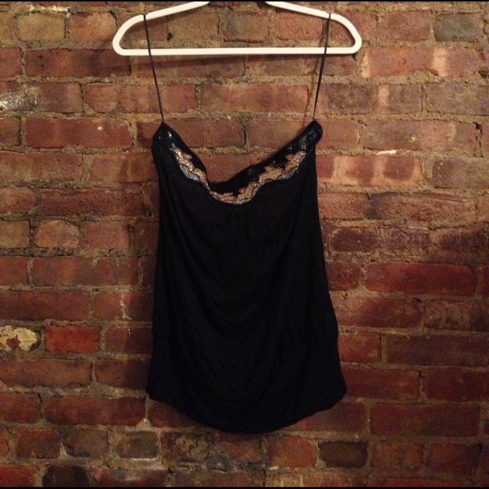 Black tube top with beaded detailing