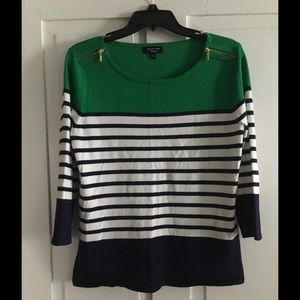 Nautical three-quarter sleeve knit sweater