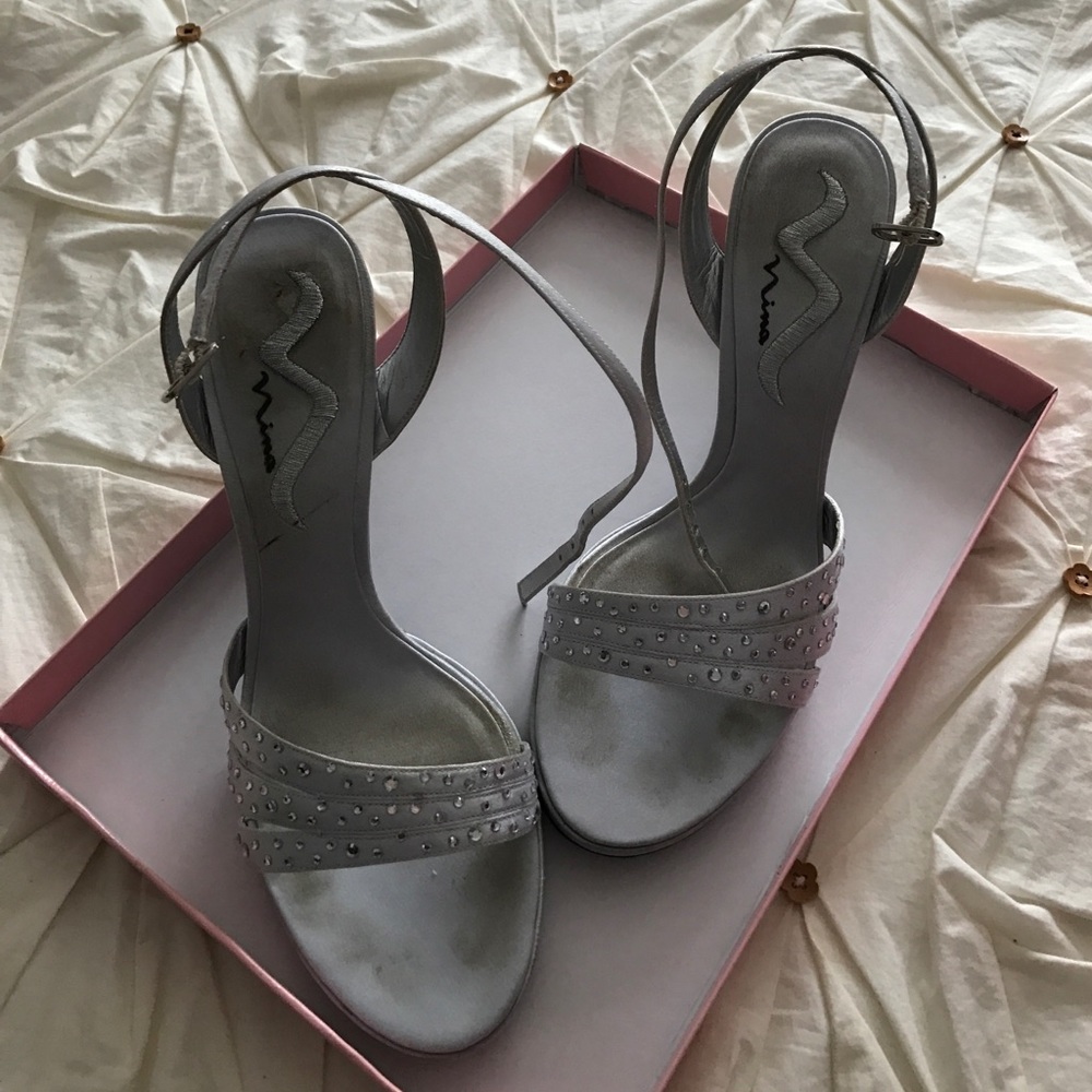 Nina silver sandal heels