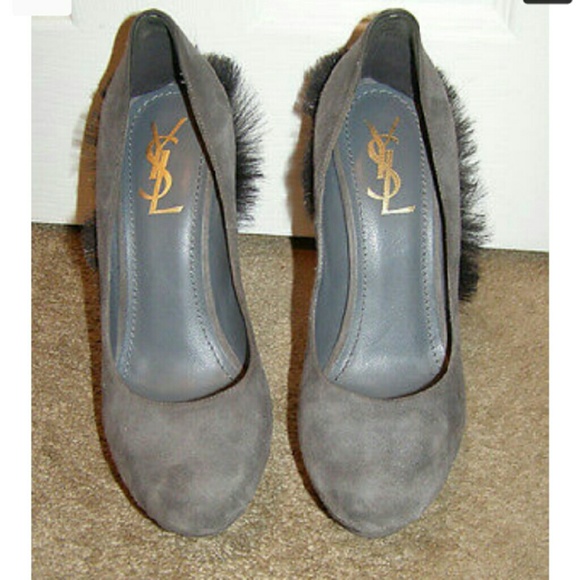 YSL gray suede Mohawk "Palais" platform pumps 8.5 - Picture 2 of 8