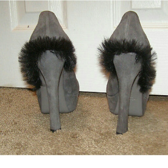 YSL gray suede Mohawk "Palais" platform pumps 8.5 - Picture 3 of 8