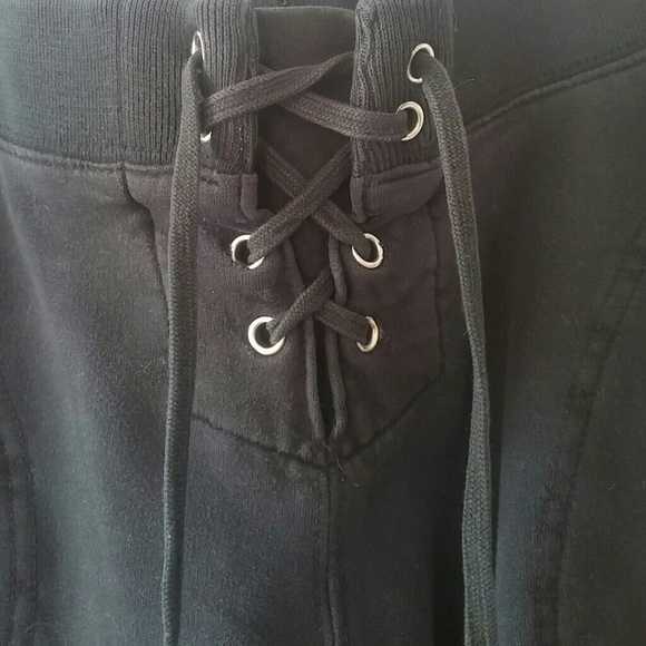 Black lace-up pants. - Picture 3 of 4