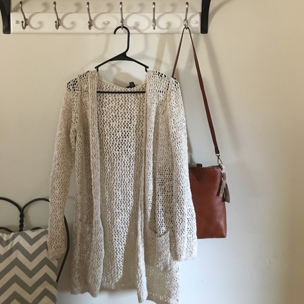 Cynthia Rowley open stitch tab hooded cardigan
