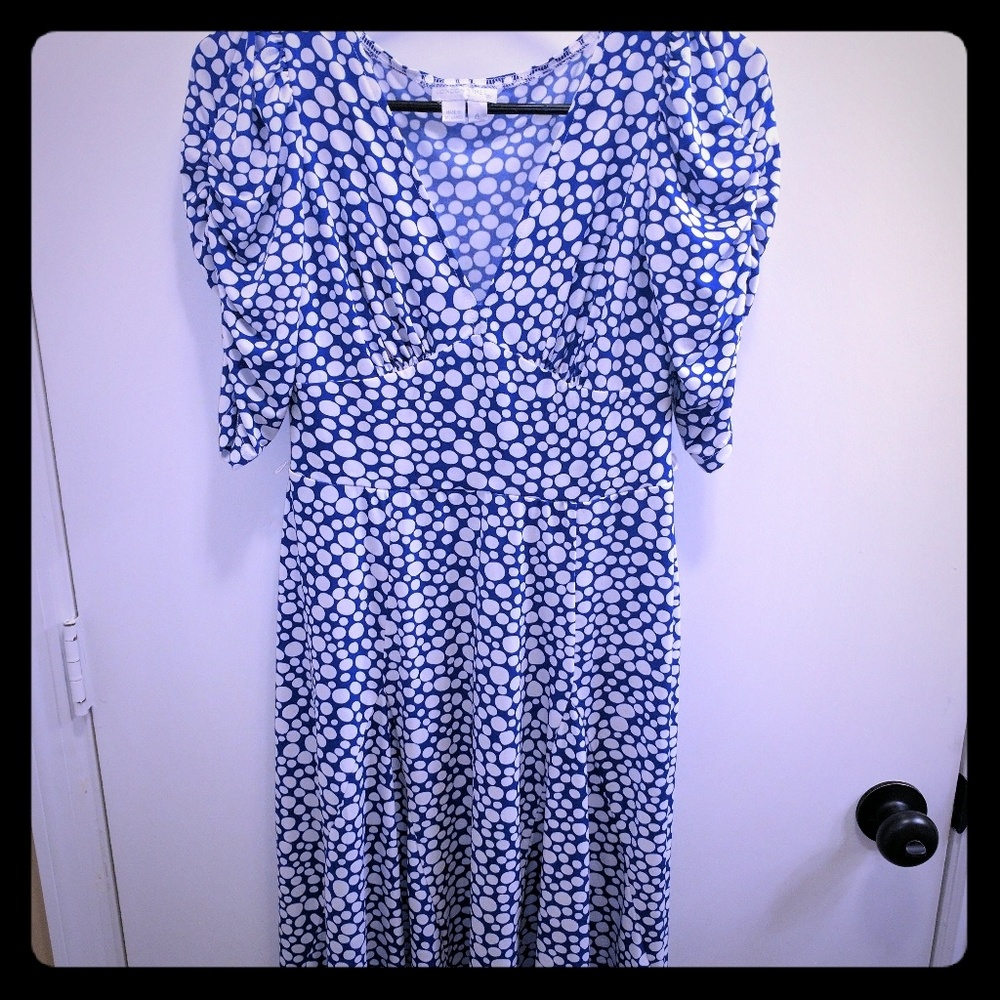 Blue and White Polka Dot Dress