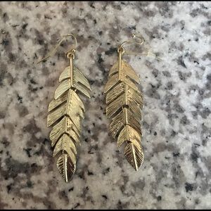Gold feather earrings