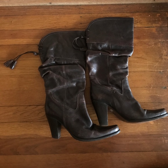 Real Leather Ruched Vaquero Boots - Picture 1 of 4