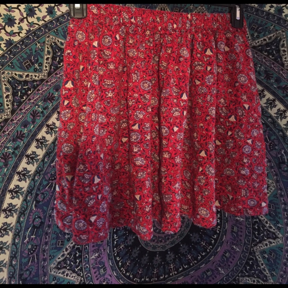 Red Floral Skirt