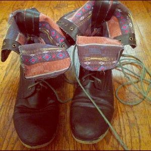 madden girl brown fold over combat boots