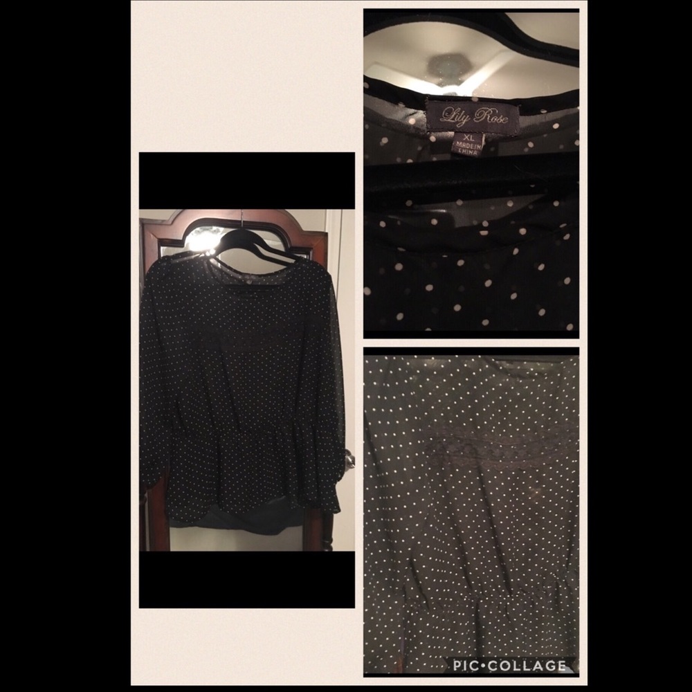 Long Sleeve Polka Dot Peplum Blouse.