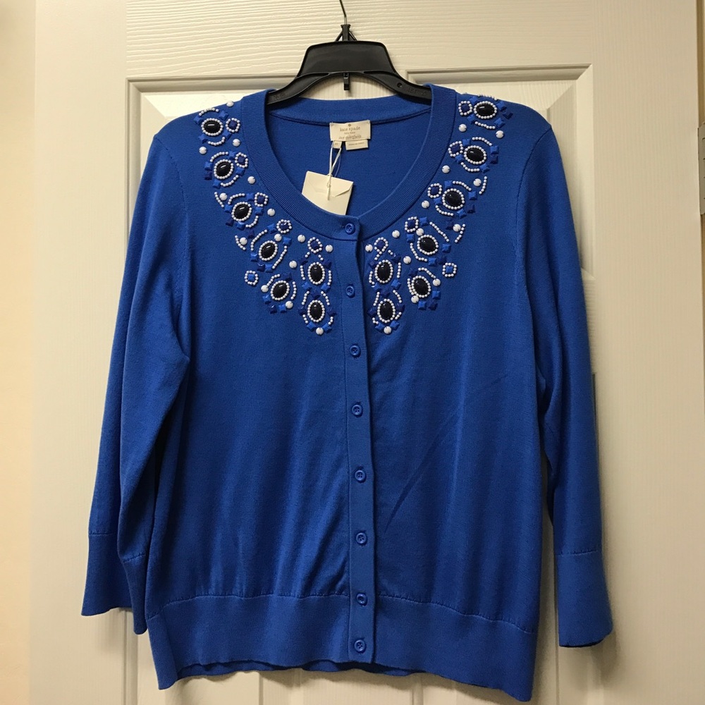 Kate Spade Blue Beaded Cardigan