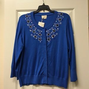 Kate Spade Blue Beaded Cardigan